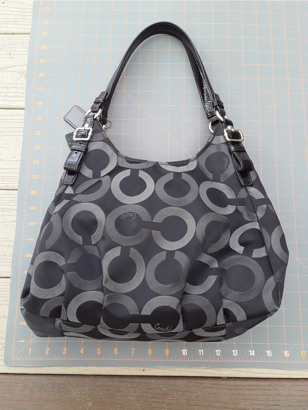 EUC Coach No.C1276-20244 Black Madison Leather & Canvas Signature Tote Bag - Picture 3 of 6